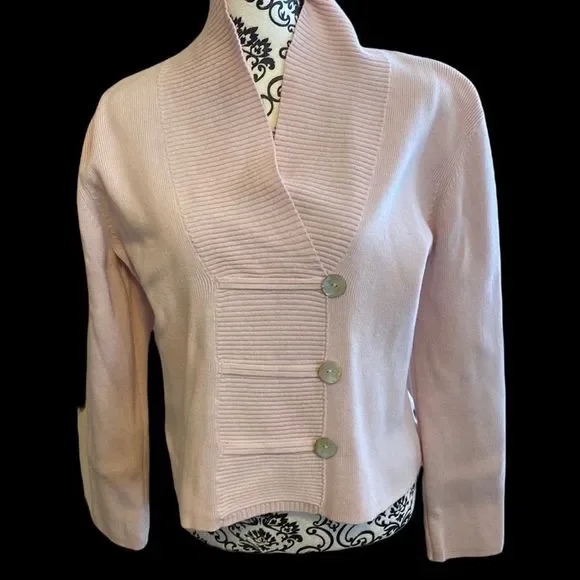 “Vintage” LIGHT PINK Shawl Collar; Cardigan Sweater; XL; sophisticated - Picture 1 of 11